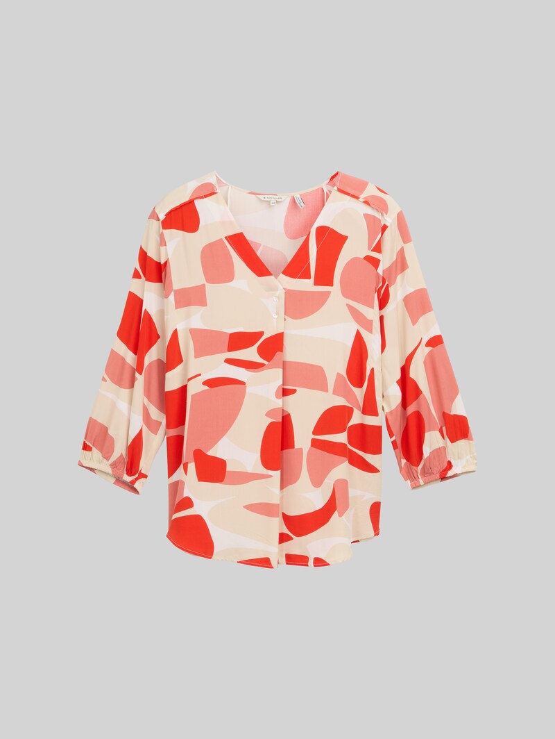 Tom Tailor Bluse mit Muster - Red Dots And Shapes Design