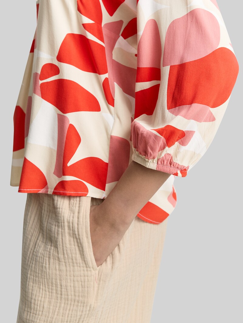 Tom Tailor Bluse mit Muster - Red Dots And Shapes Design