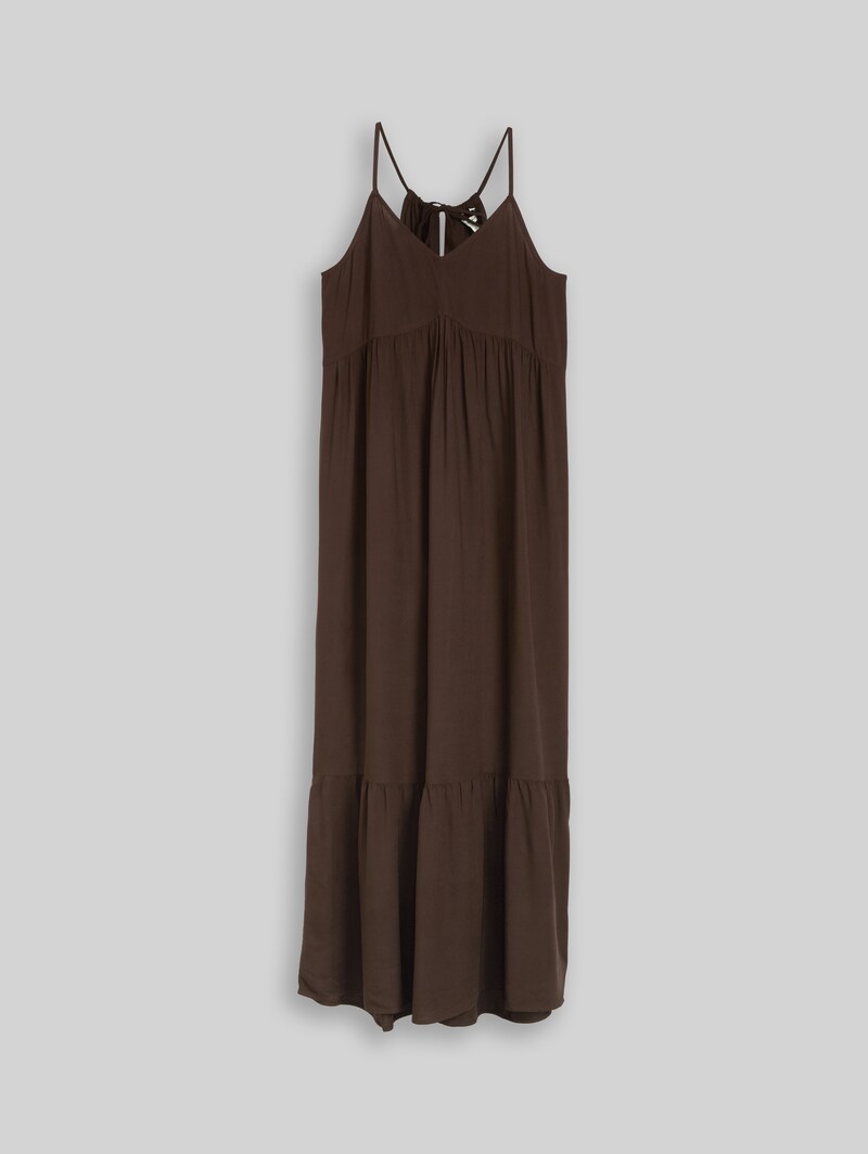 Tom Tailor Maxi-Kleid mit Volants - Cool Dark Brown