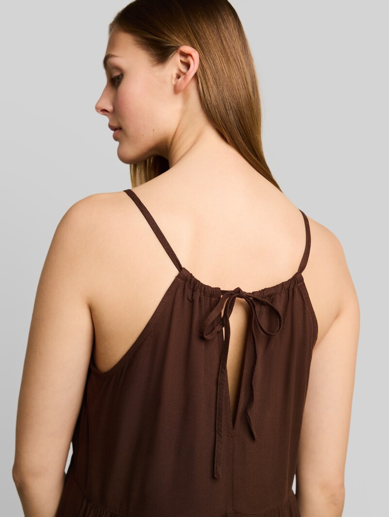 Tom Tailor Maxi-Kleid mit Volants - Cool Dark Brown