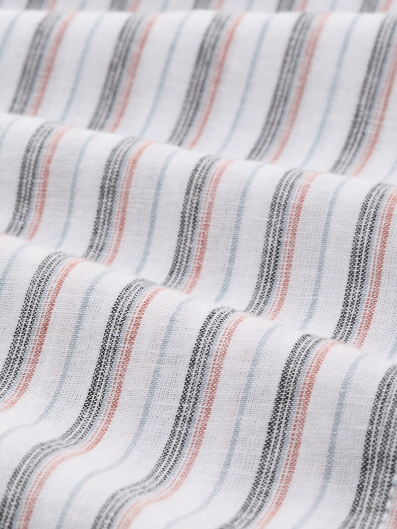 Tom Tailor Regular Fit Hemd mit Leinenanteil - White Multicolor Stripe