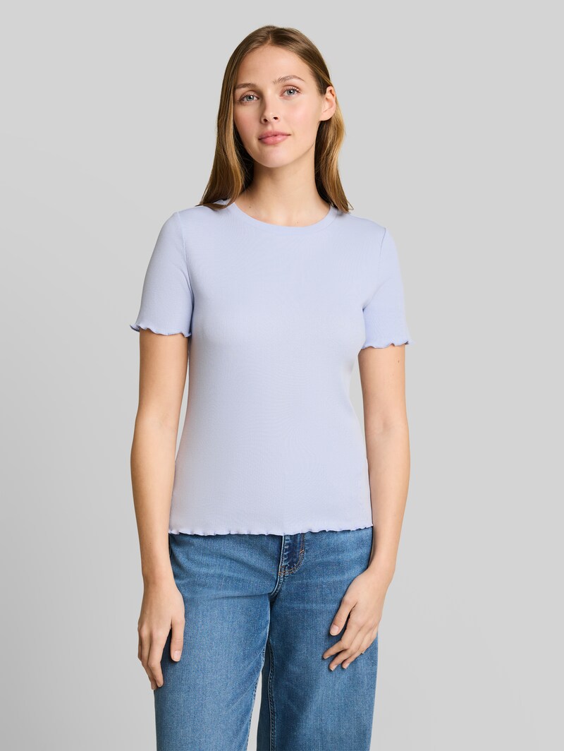 Tom Tailor Slim Fit T-Shirt mit Rippstruktur - Mountain Sky Blue