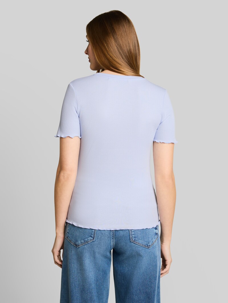 Tom Tailor Slim Fit T-Shirt mit Rippstruktur - Mountain Sky Blue