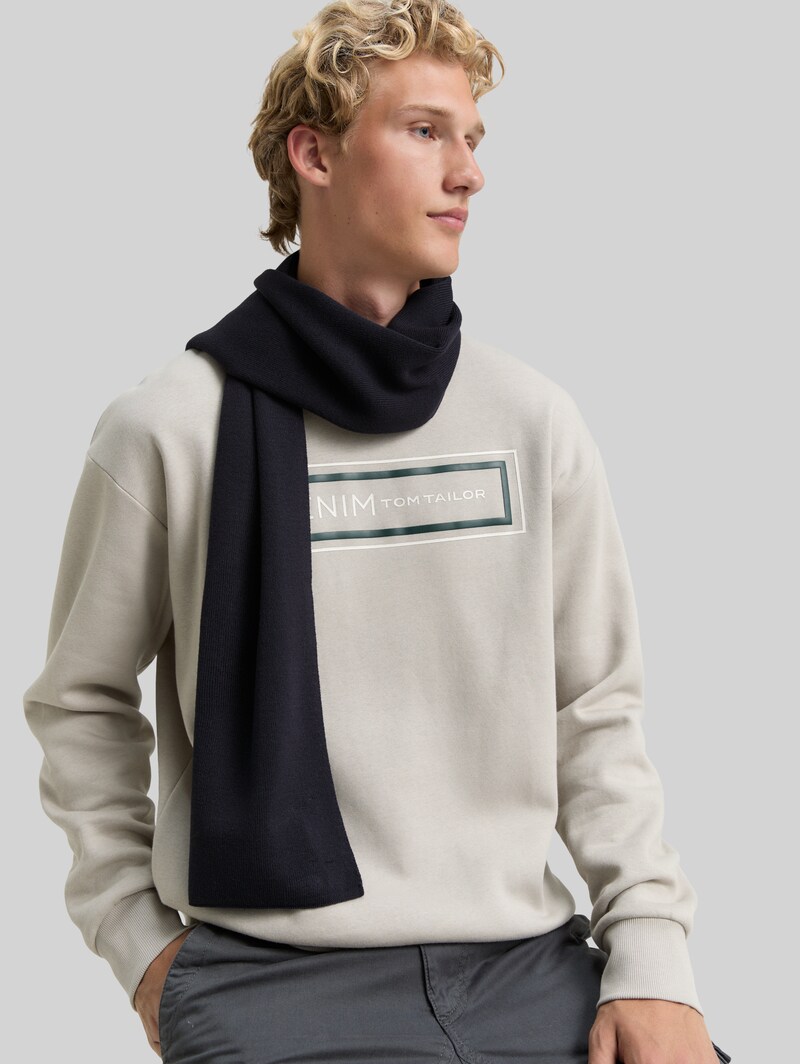 Tom Tailor Basic Schal mit Logo-Stickerei - Sky Captain Blue
