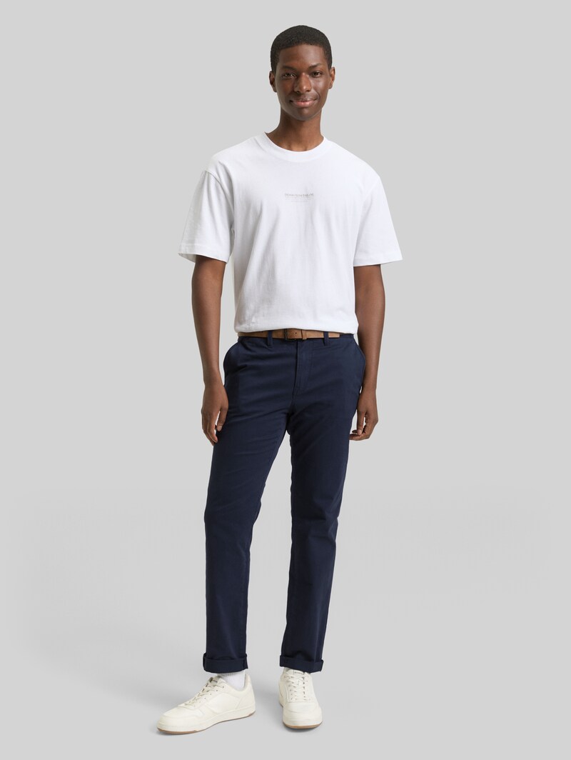 Tom Tailor Slim Chino Hose mit Gürtel - Sky Captain Blue
