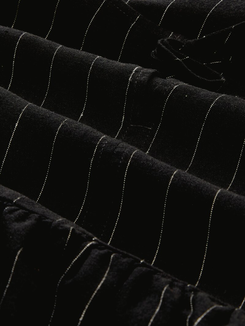 Tom Tailor Blusentop mit Leinenanteil - Black Beige Vertical Stripe