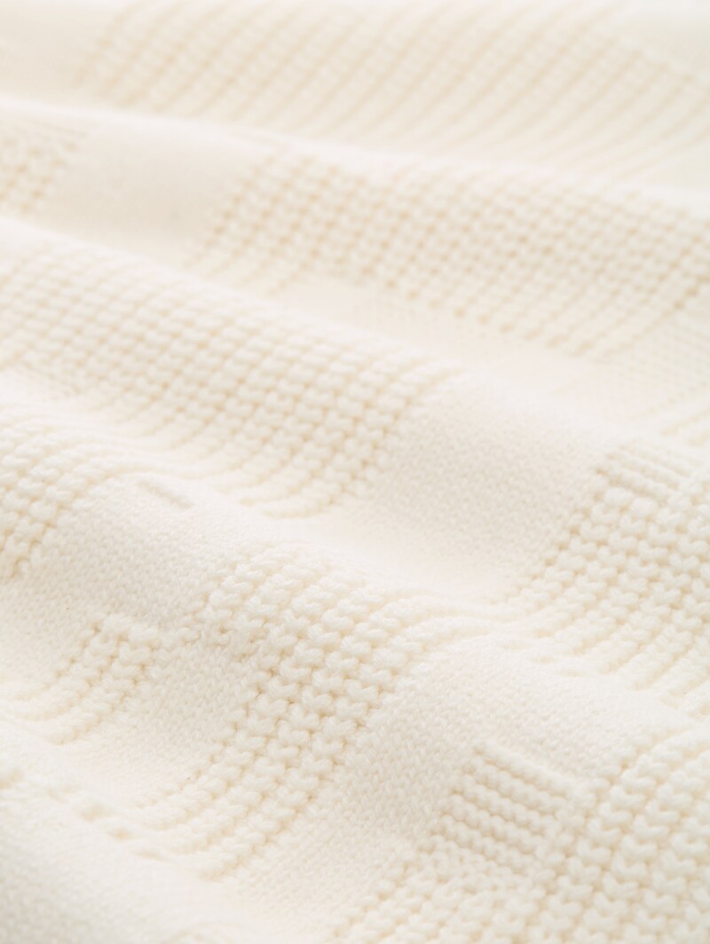 Tom Tailor Loose Fit Strickpullover mit Muster - Gardenia White