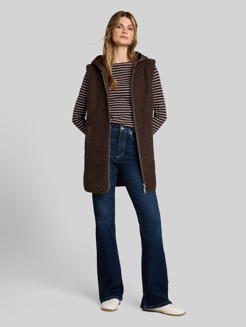 Tom Tailor Longstyle Teddy Weste - Java Dark Brown