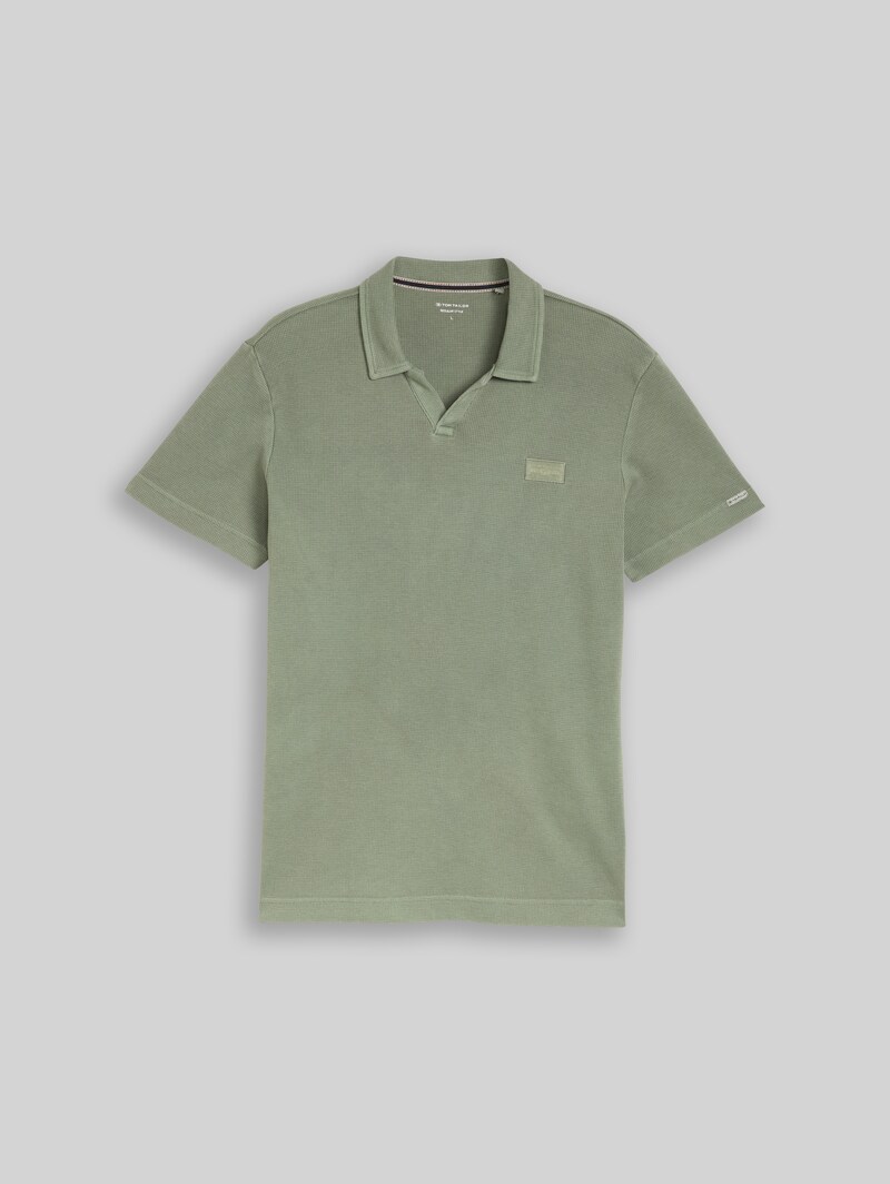 Tom Tailor Resort Poloshirt im Used-Look - Greyish Shadow Olive