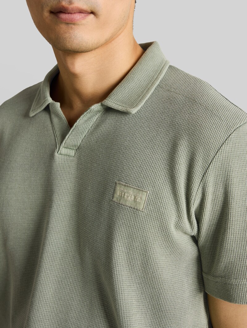 Tom Tailor Resort Poloshirt im Used-Look - Greyish Shadow Olive