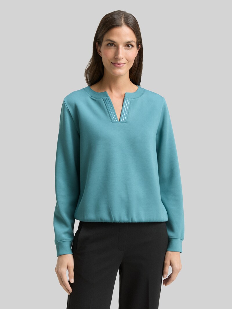 Tom Tailor Scuba Sweatshirt mit Strasssteinen - Tropical Teal Tom Tailor Scuba Sweatshirt mit Strasssteinen - Tropical Teal