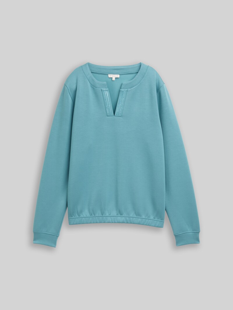 Tom Tailor Scuba Sweatshirt mit Strasssteinen - Tropical Teal