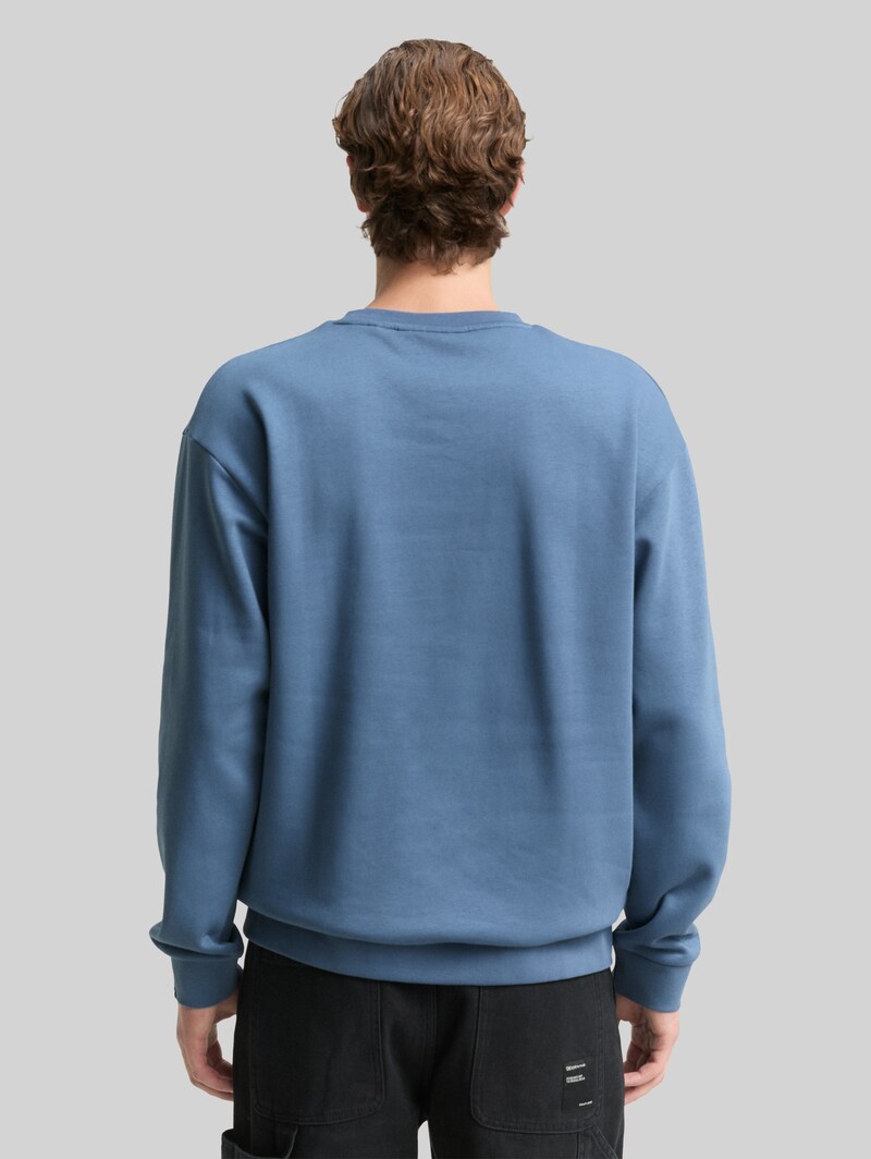 Tom Tailor Sweatshirt mit Logo-Badge - Dusty Denim Blue