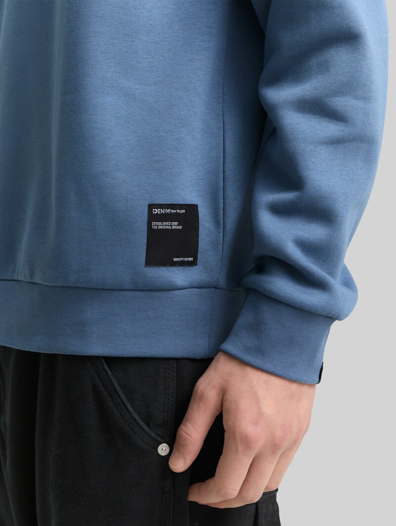 Tom Tailor Sweatshirt mit Logo-Badge - Dusty Denim Blue