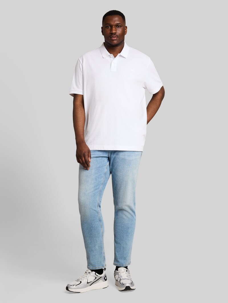 Tom Tailor Plus Size - Piqué Poloshirt mit Logo-Stickerei - White