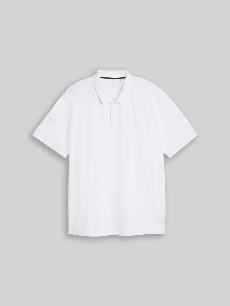 Tom Tailor Plus Size - Piqué Poloshirt mit Logo-Stickerei - White