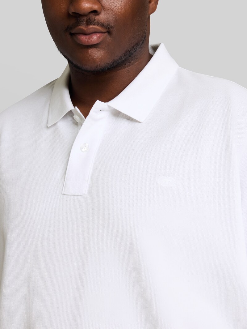 Tom Tailor Plus Size - Piqué Poloshirt mit Logo-Stickerei - White