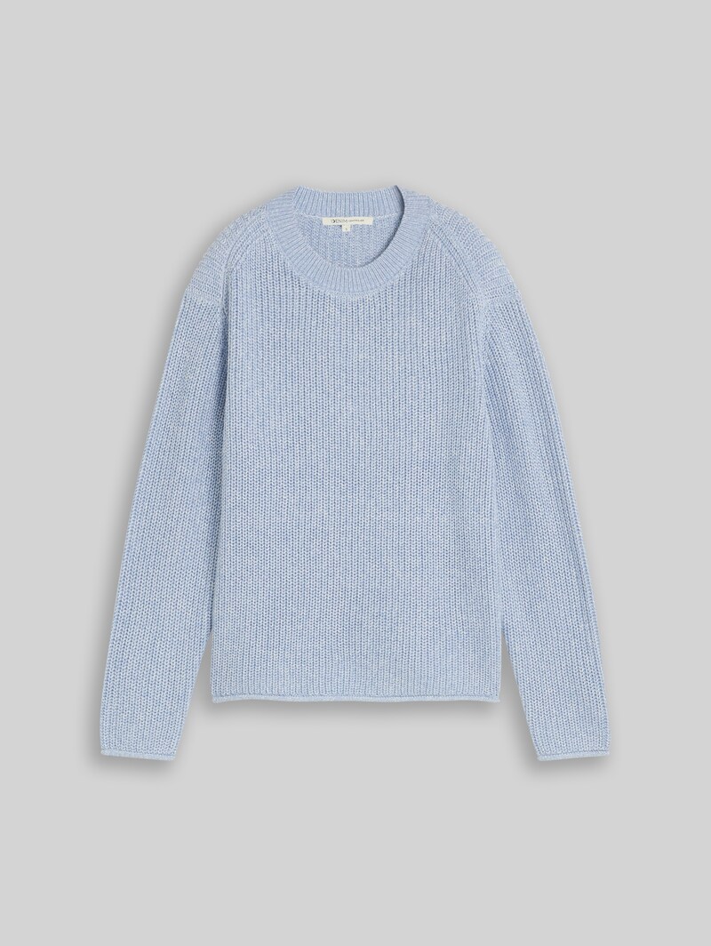 Tom Tailor Relaxed Fit Strickpullover - Foggy Blue Mouline