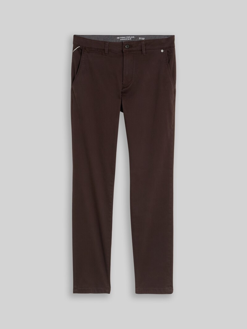 Tom Tailor TTSIMON SLIM Chino Hose im Washed-Look - Dark Chocolate Brown