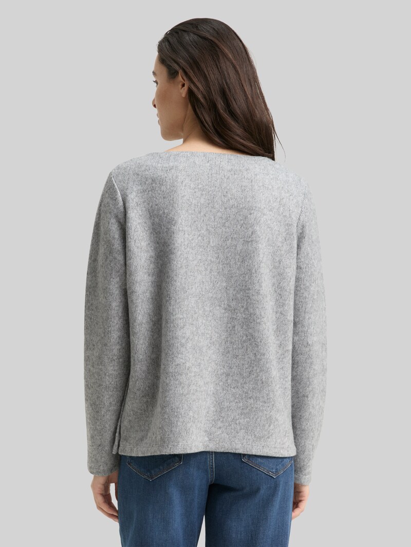 Tom Tailor Soft-Touch Sweatshirt mit Knopf-Details - Medium Silver Grey Melange