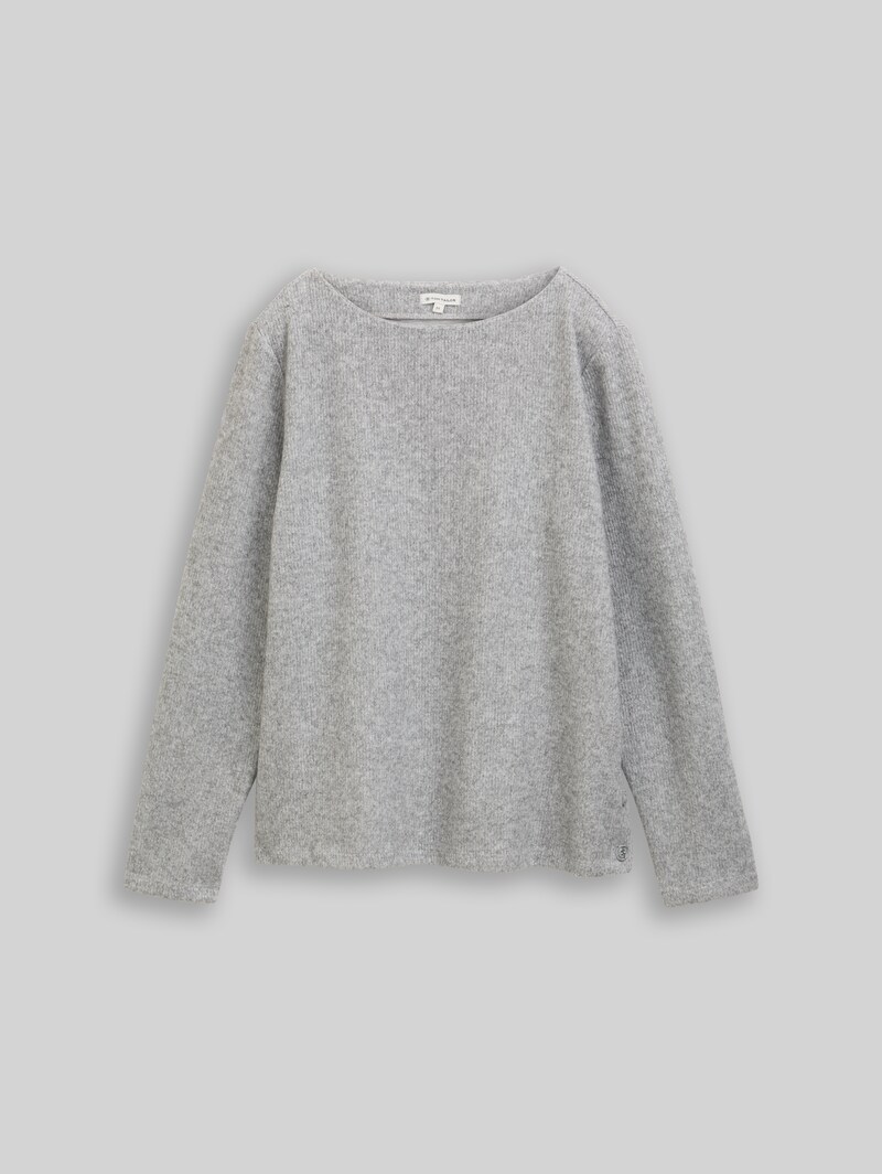 Tom Tailor Soft-Touch Sweatshirt mit Knopf-Details - Medium Silver Grey Melange