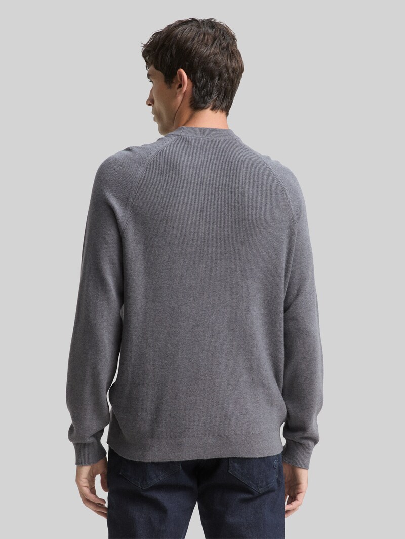 Tom Tailor Strickpullover mit Wollanteil - Classic Dark Grey Melange