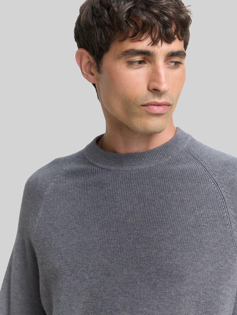 Tom Tailor Strickpullover mit Wollanteil - Classic Dark Grey Melange