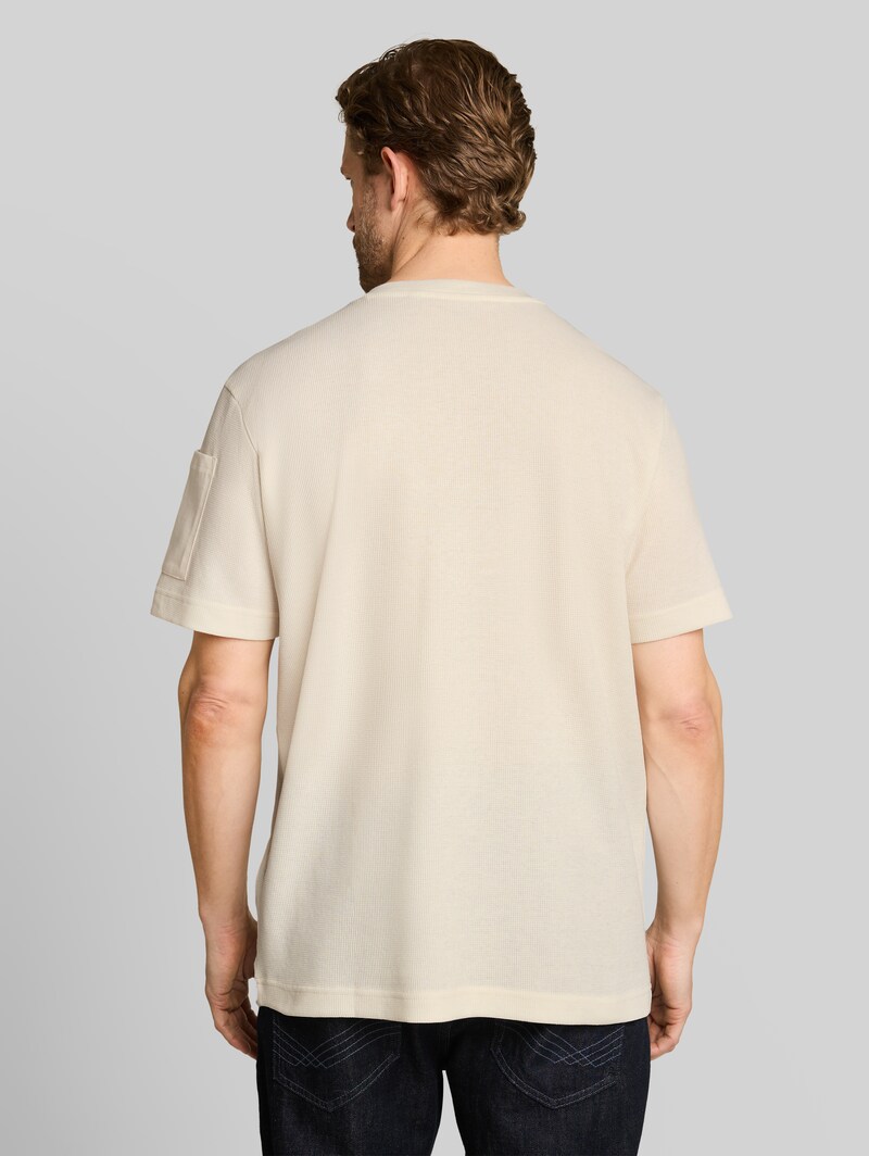 Tom Tailor Henley T-Shirt mit Waffelstruktur - Gardenia White