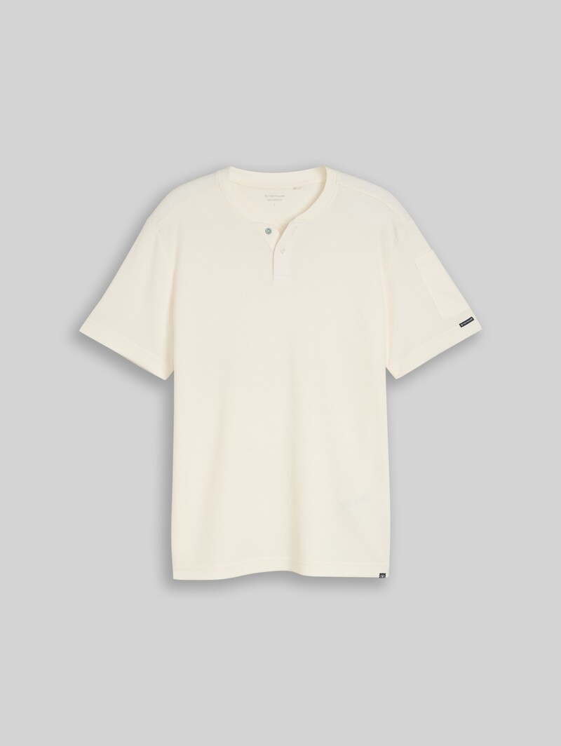 Tom Tailor Henley T-Shirt mit Waffelstruktur - Gardenia White
