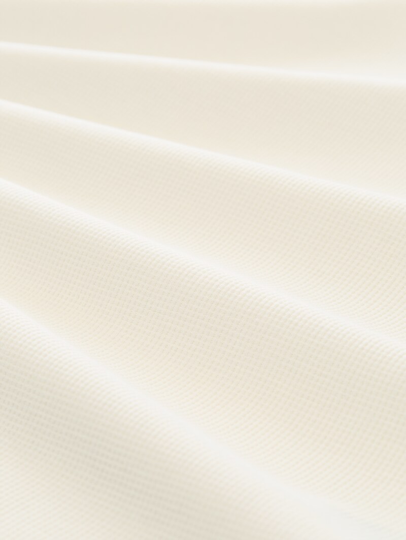 Tom Tailor Henley T-Shirt mit Waffelstruktur - Gardenia White