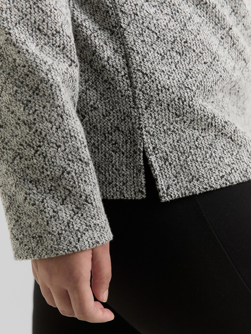 Tom Tailor Plus Size - Sweatshirt mit V-Ausschnitt - Black White Argyle Structure