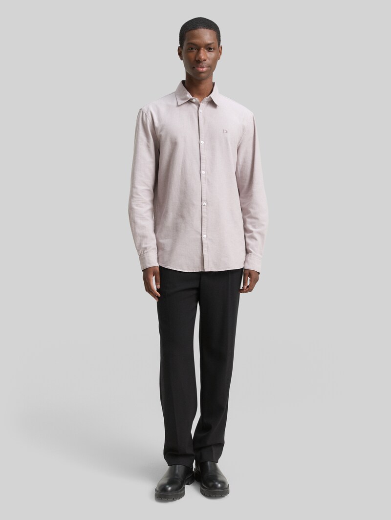 Tom Tailor Regular Fit Hemd mit Logo-Stickerei - Grey Oxford