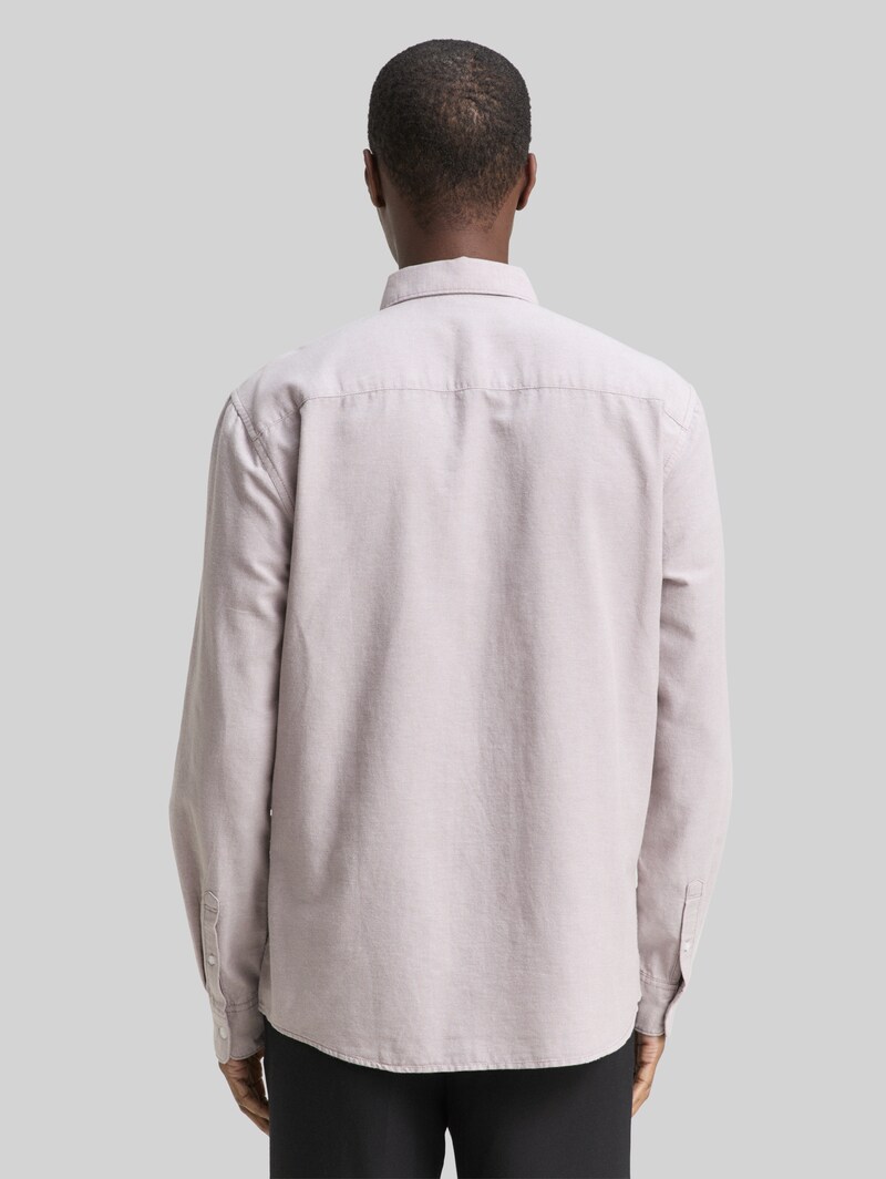 Tom Tailor Regular Fit Hemd mit Logo-Stickerei - Grey Oxford
