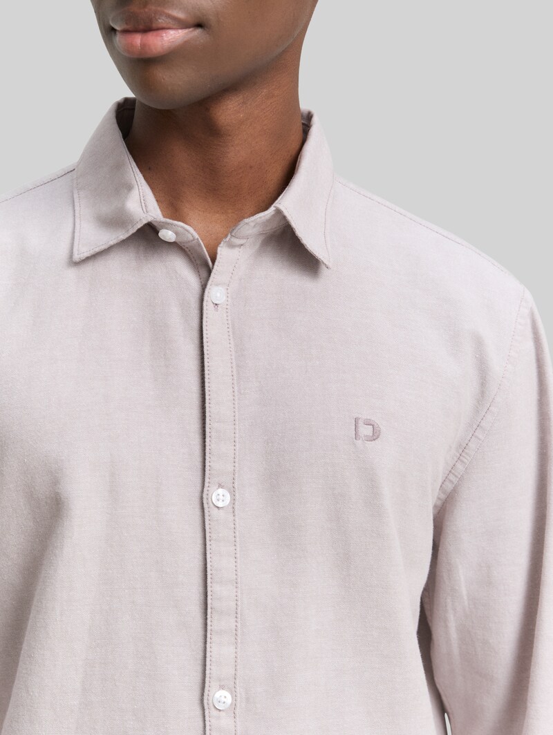 Tom Tailor Regular Fit Hemd mit Logo-Stickerei - Grey Oxford