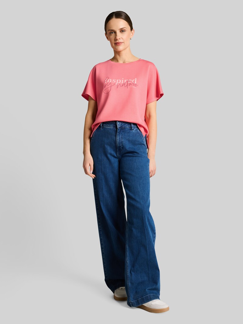 Tom Tailor Loose Fit Scuba T-Shirt mit Print - Soft Coral Pink