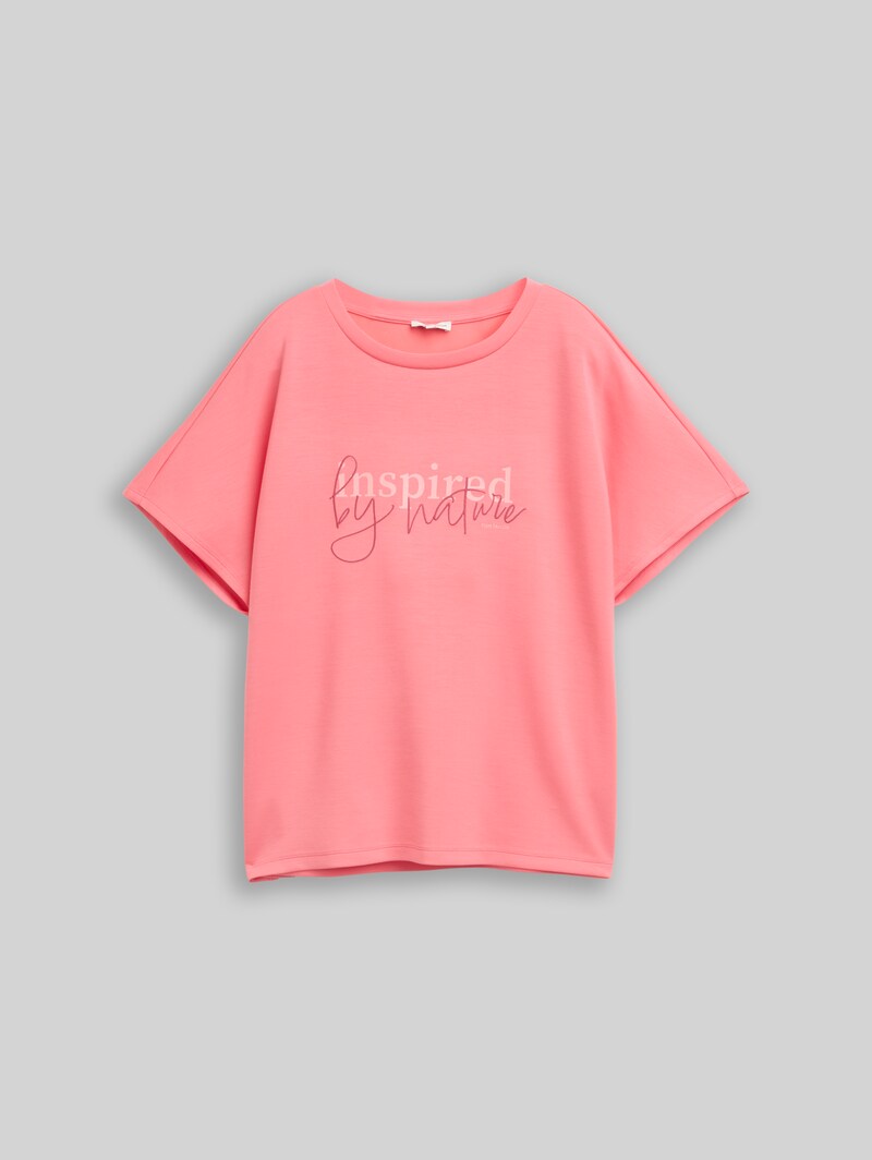 Tom Tailor Loose Fit Scuba T-Shirt mit Print - Soft Coral Pink