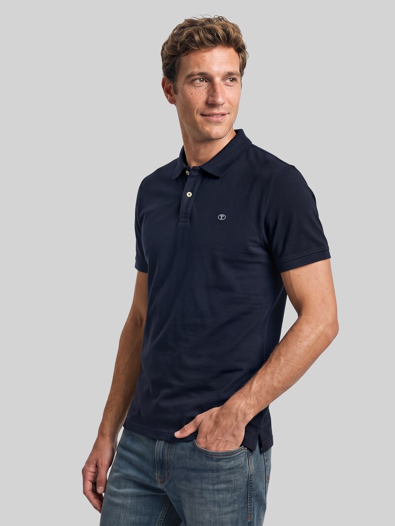 Tom Tailor Piqué Poloshirt aus Baumwolle - Sky Captain Blue Tom Tailor Piqué Poloshirt aus Baumwolle - Sky Captain Blue