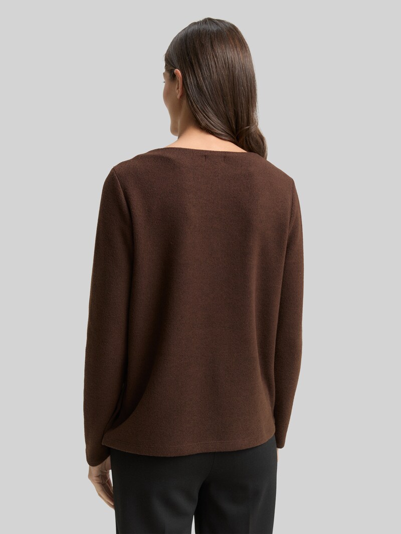 Tom Tailor Soft-Touch Sweatshirt mit Knopf-Details - Dark Pecan Brown Melange