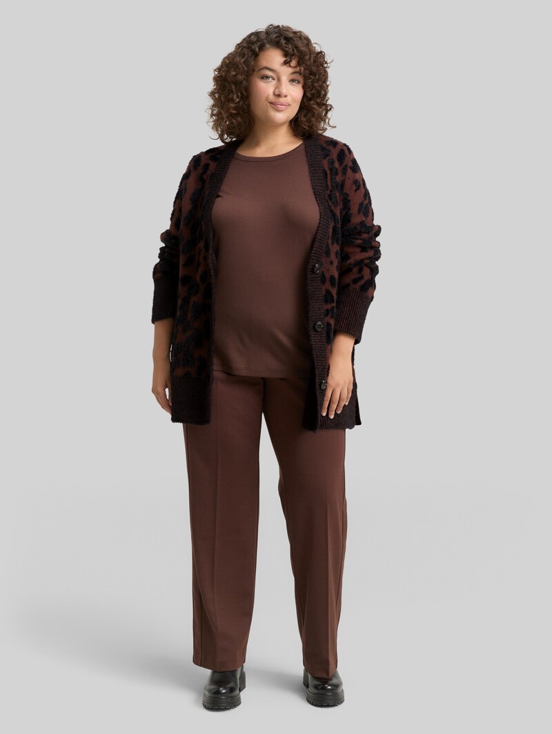 Tom Tailor Plus Size - Loose Fit Cardigan mit Leo-Muster - Big Brown Leo Design