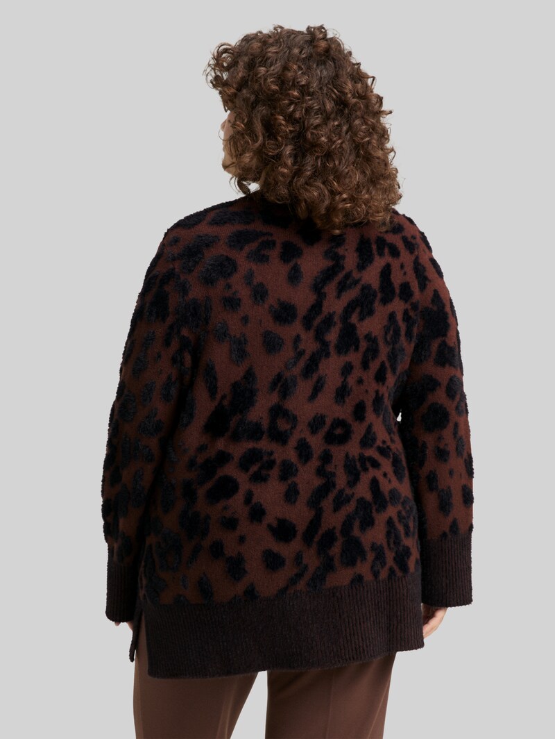 Tom Tailor Plus Size - Loose Fit Cardigan mit Leo-Muster - Big Brown Leo Design