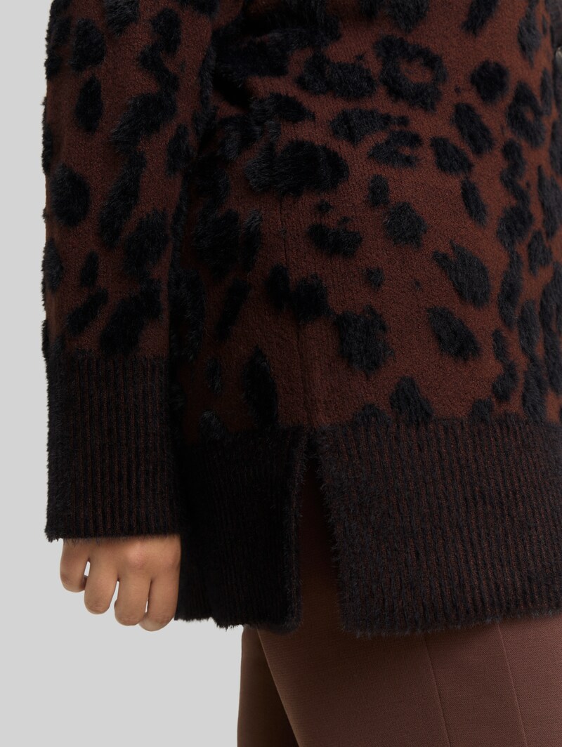Tom Tailor Plus Size - Loose Fit Cardigan mit Leo-Muster - Big Brown Leo Design