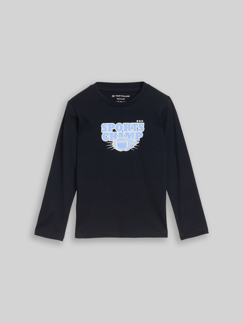Tom Tailor Langarmshirt mit Print - Sky Captain Blue