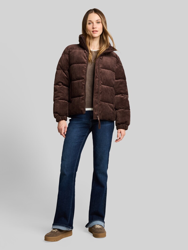 Tom Tailor Cosy Langarmshirt in 2-in-1-Optik - Cool Dark Brown Melange