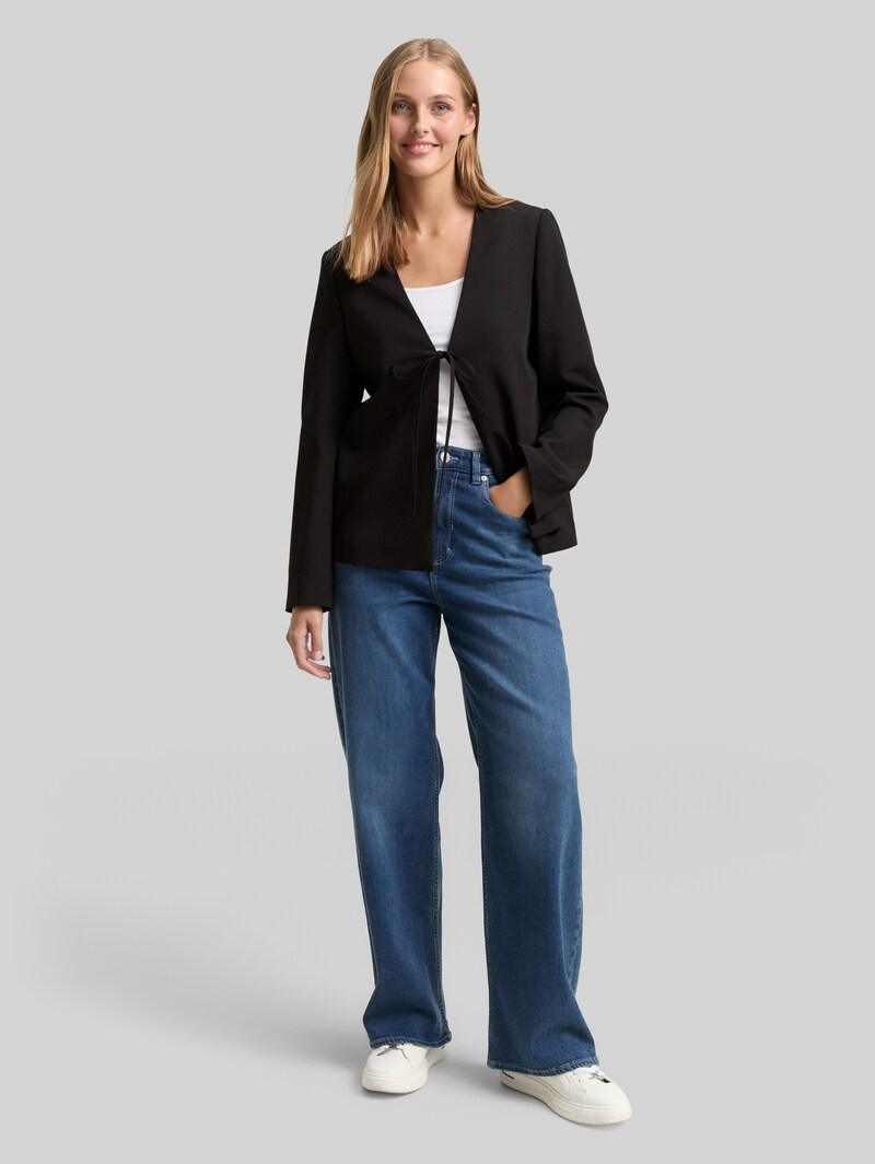 Tom Tailor Regular Fit Jacke mit Schleifen-Detail - Deep Black
