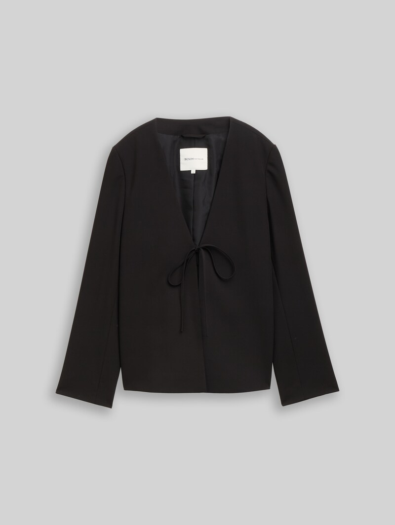 Tom Tailor Regular Fit Jacke mit Schleifen-Detail - Deep Black