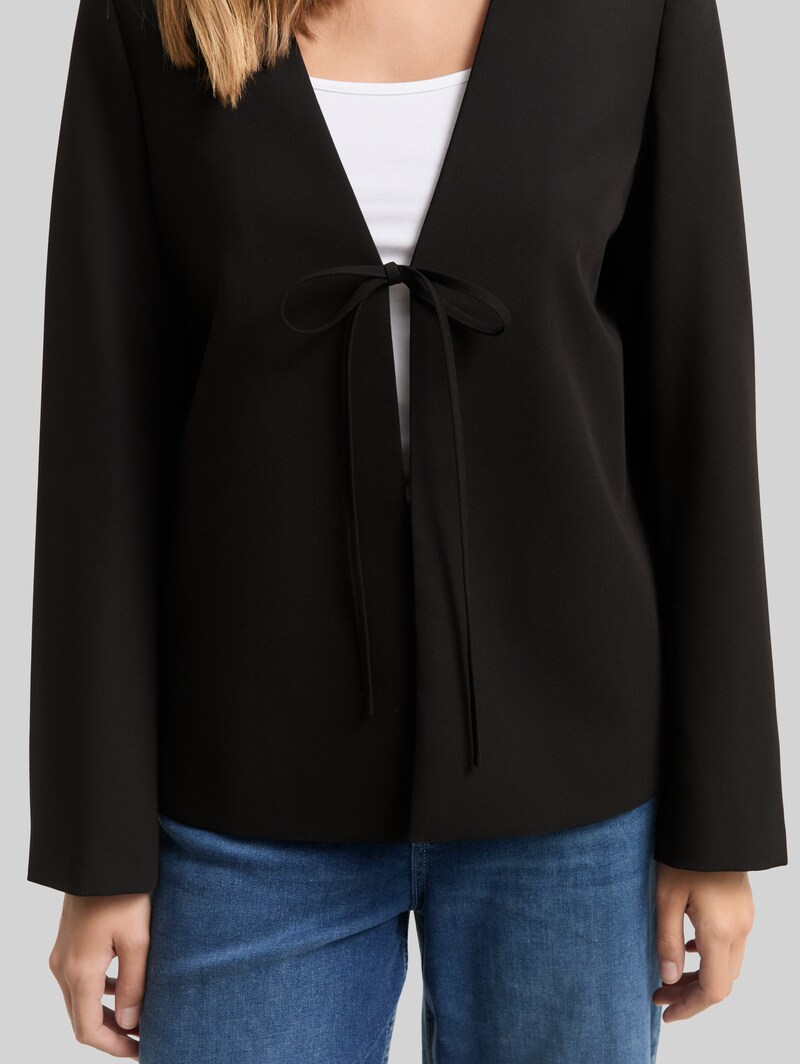 Tom Tailor Regular Fit Jacke mit Schleifen-Detail - Deep Black