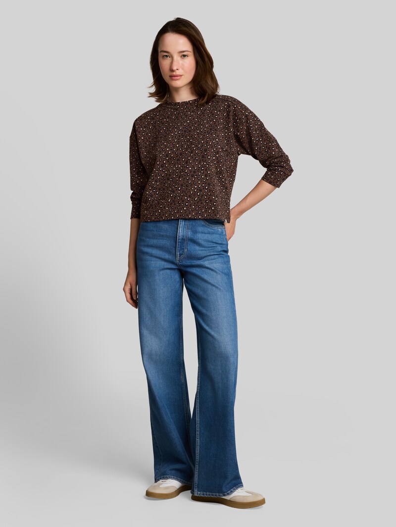 Tom Tailor Loose Fit Sweatshirt mit Leo-Print - Brown Black Leo Print