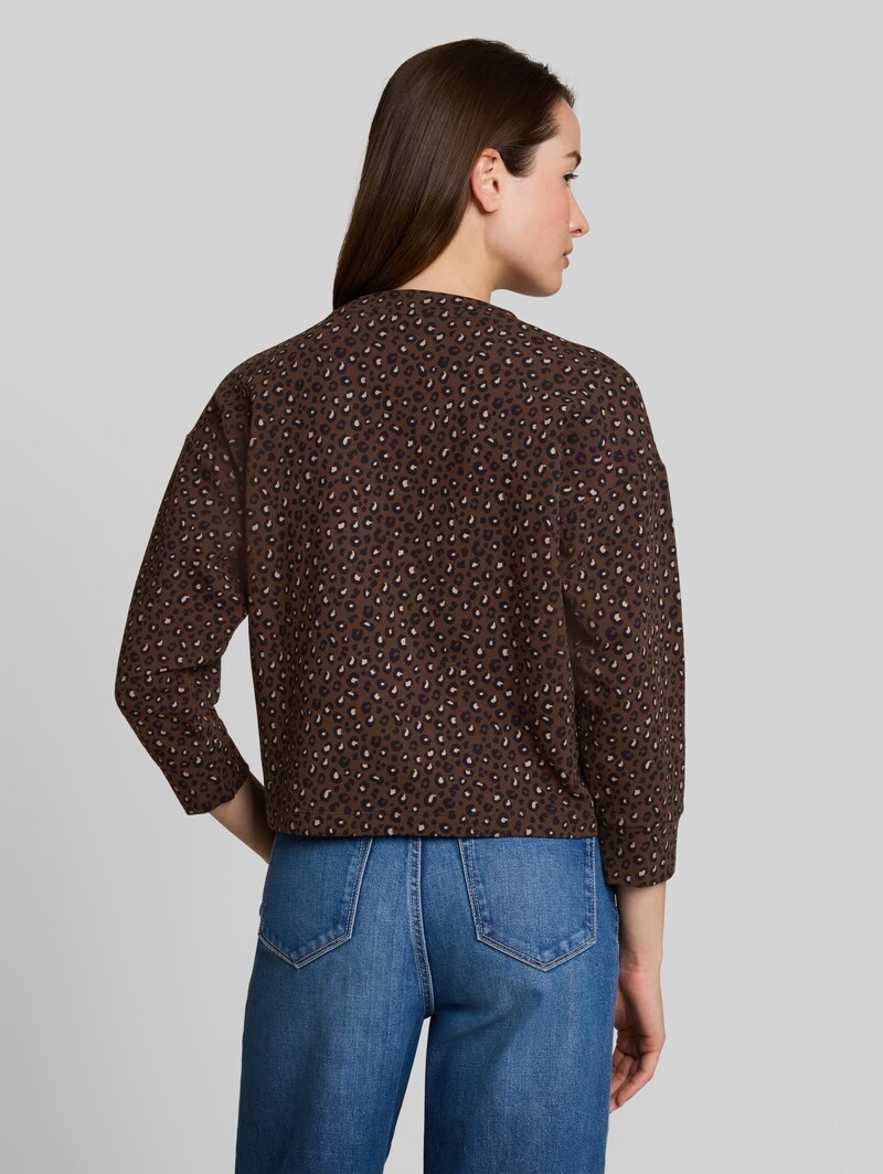 Tom Tailor Loose Fit Sweatshirt mit Leo-Print - Brown Black Leo Print