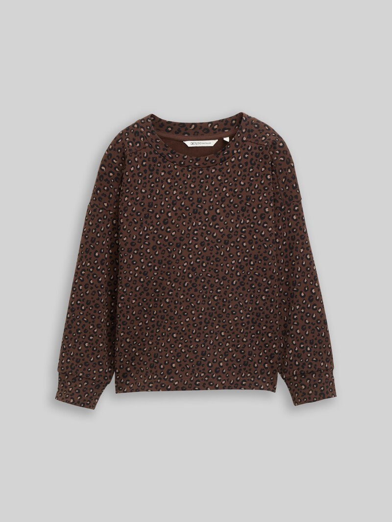 Tom Tailor Loose Fit Sweatshirt mit Leo-Print - Brown Black Leo Print