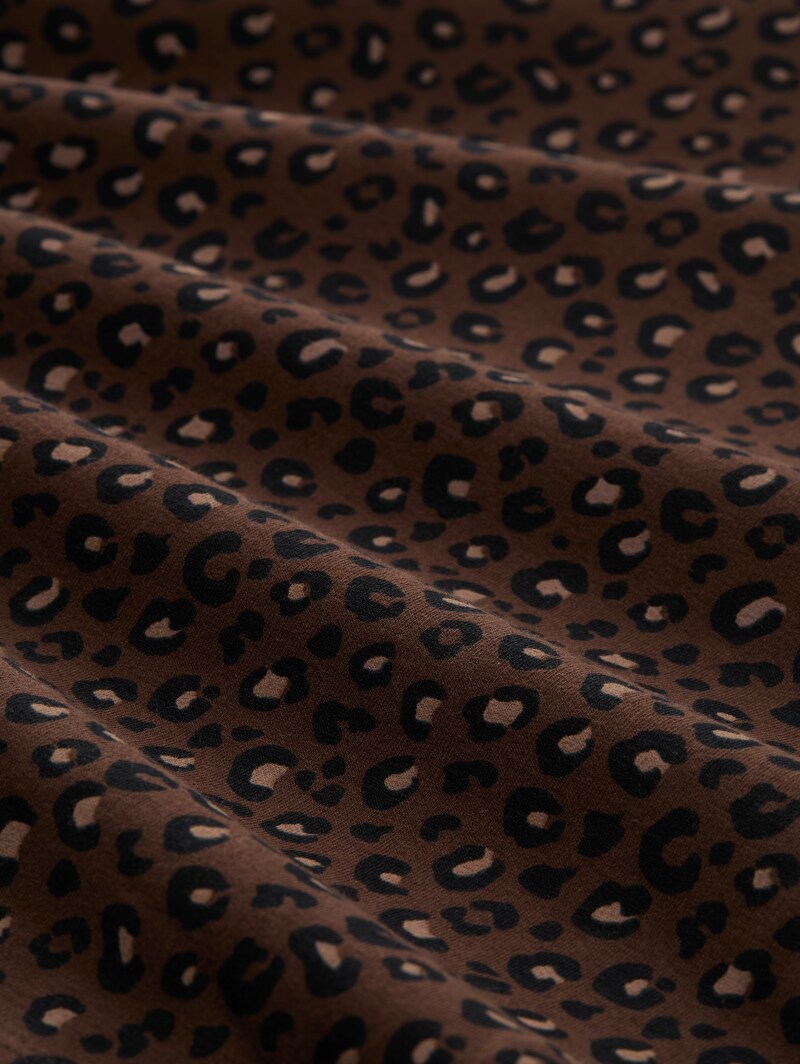 Tom Tailor Loose Fit Sweatshirt mit Leo-Print - Brown Black Leo Print